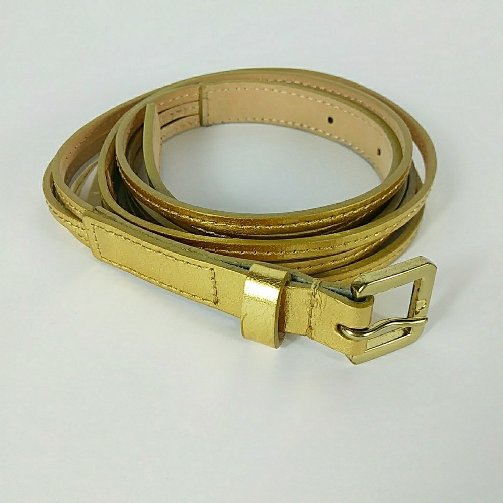J.Crew Gold Genuine Leather Belt Sz M
